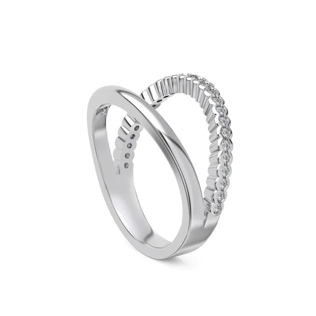 Round Zirconium Inlaid Gang Drill Double layer Design Ring Gold - Shop at LoveMi