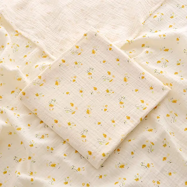 Ins Baby's Bath Towel Gauze Cotton Blanket Yellow Floral - Shop at LoveMi