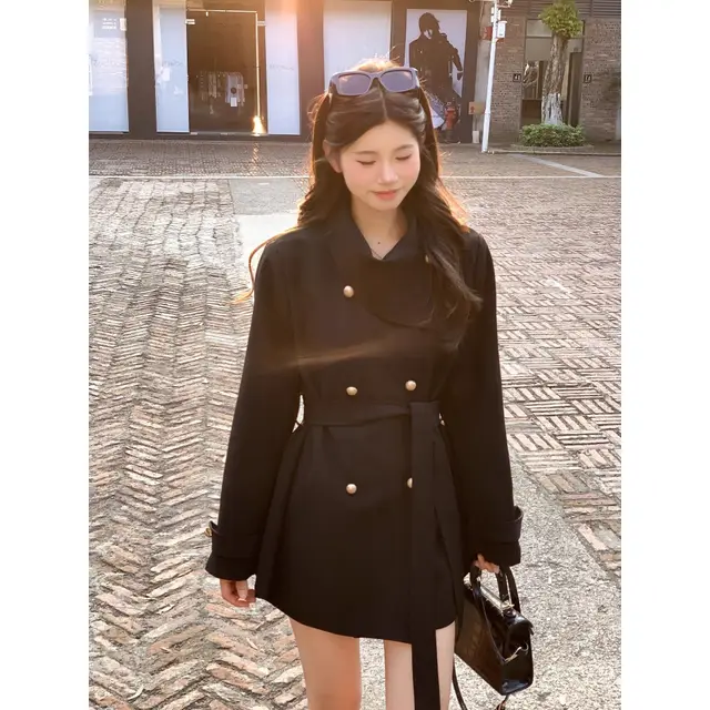 British Style Elegant Trench Coat Coat For Women Black - Shop at LoveMi