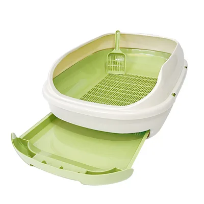 Semi closed Grid Drawer Double Layer Litter Box Green - Shop at LoveMi