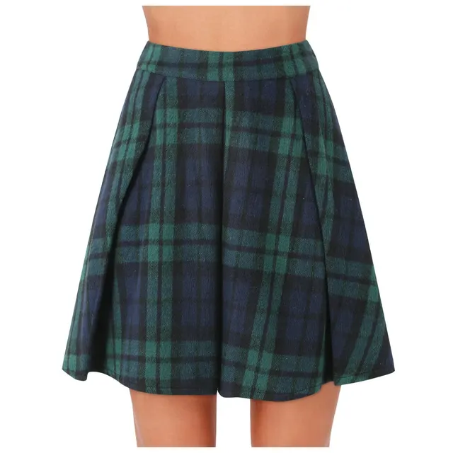 Plaid Bag Hip Vintage Skirt Women Green - Shop at LoveMi