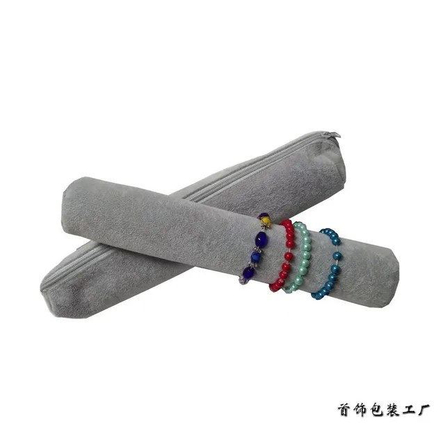 Polyester Women's Portable Bracelet Bracelet Watch Buggy Bag Ice Gray Velvet Bag Gray - Shop at LoveMi