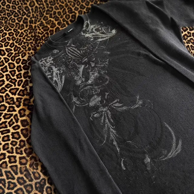 Autumn New Round Neck Long Sleeve Street Dark Style Printing Black - Shop at LoveMi