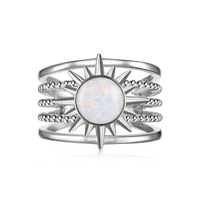 S925 Sterling Silver Opal Ring Female Sun Design Ins Style Dy121000Swwh - Shop at LoveMi