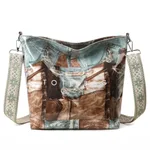 Large Capacity New Retro Patchwork Tote Bag - Blue