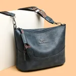 New Women's Bucket Bag Soft Leather One-shoulder Crossbody - Blue