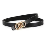 Women's Belt White Three-circle Simple All-matching Jeans - Black