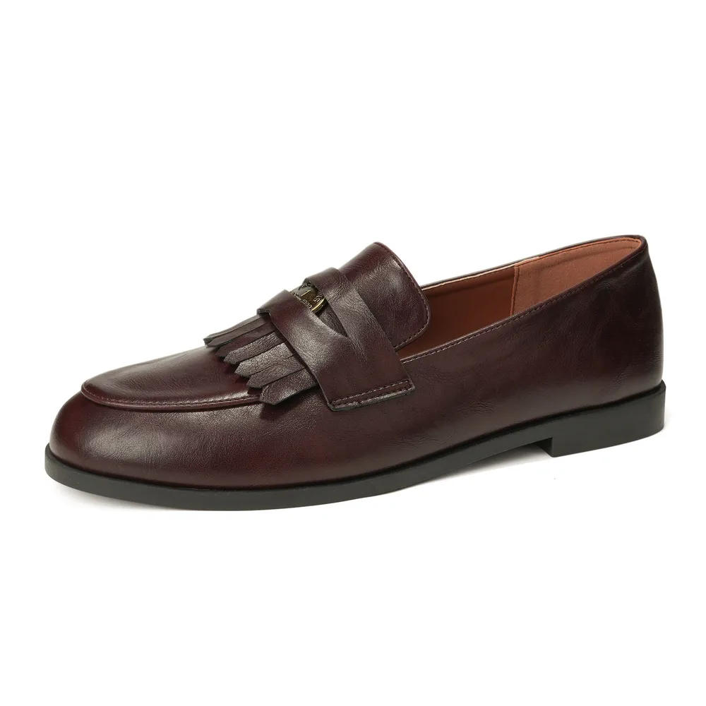 British Style Retro Round Toe Women's Loafers Black - Shop at LoveMi
