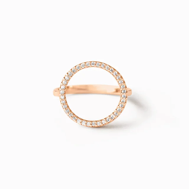Sterling Silver Circle Full Diamond Ring Inlaid Zircon Index Finger Rose Gold - Shop at LoveMi