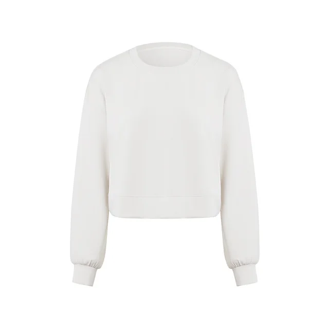 Soft Glutinous Liquid Air Layer Leisure Sports Sweater Albumin Pearlescent White - Shop at LoveMi
