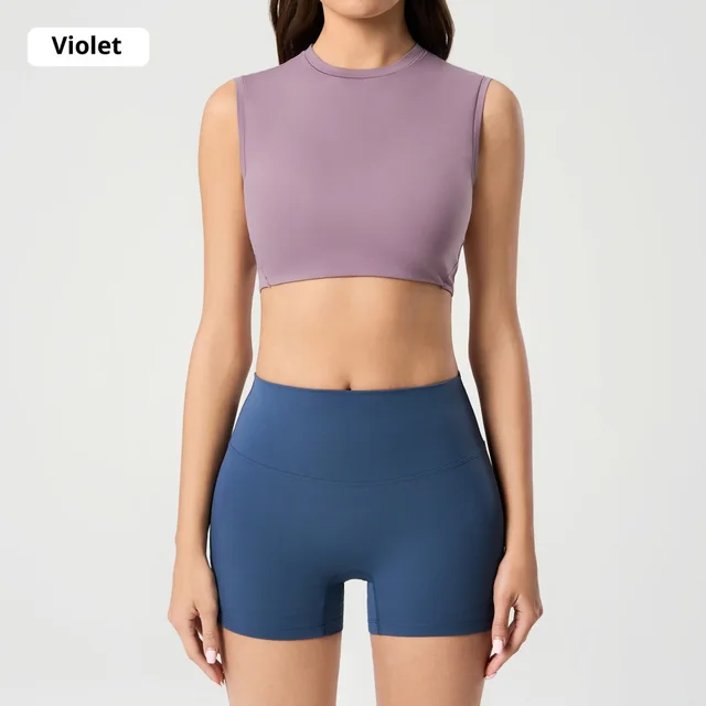 Fashion Short Women's Sexy Sports Top Without Chest Pad Violet - Shop at LoveMi