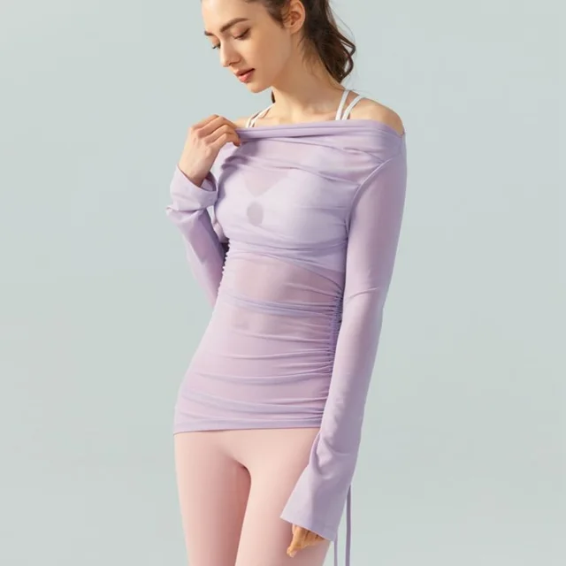 Irregular Yoga Blouse Women's Slim Fit Slimming Temperament Wild Pink Purple - Shop at LoveMi