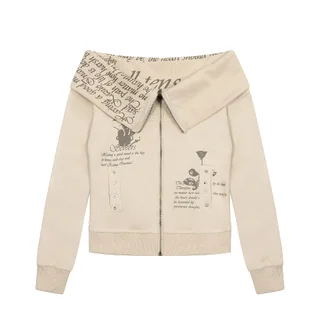 Retro Personalized Patterns Design Sweater Cardigan - Apricot