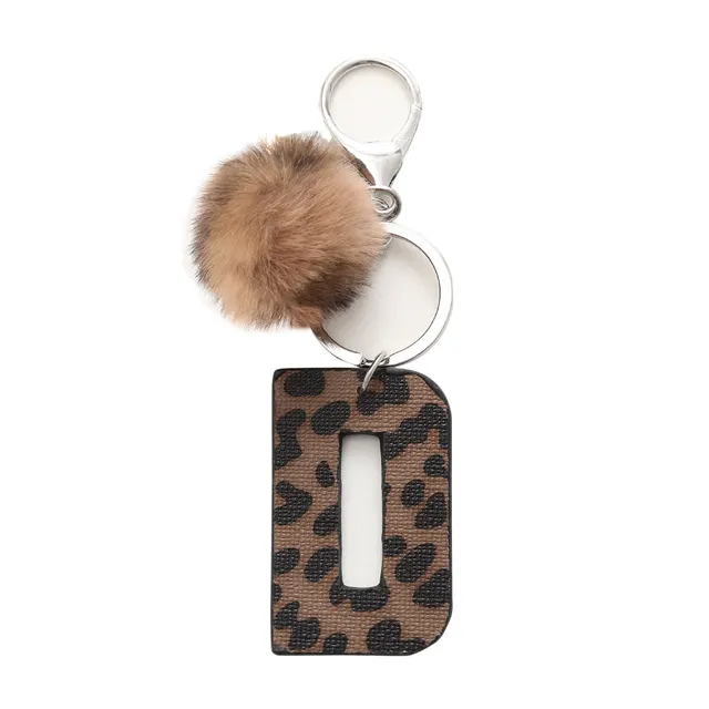 Leopard print Oil edged Letter Leather Acrylic Keychain 20050 Style - Shop at LoveMi