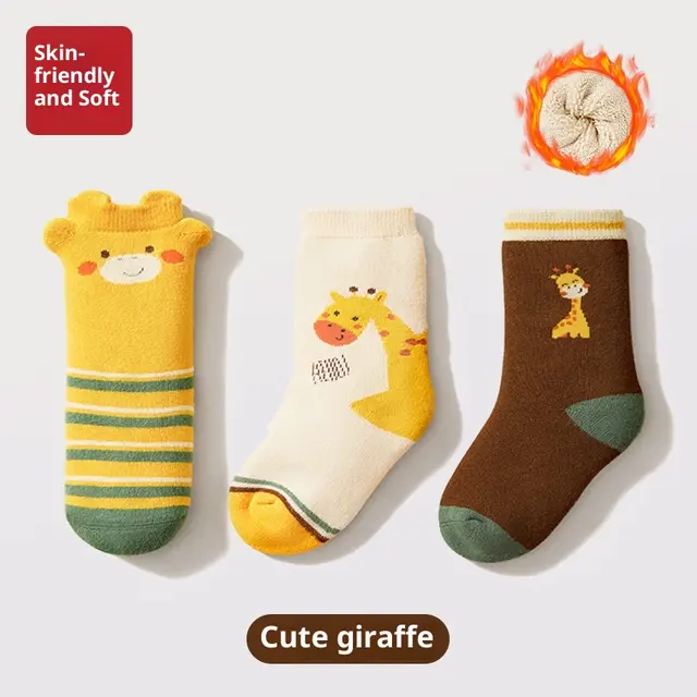 Baby Socks Cartoon Giraffe Winter Thicken Thermal Cute Cute Giraffe - Shop at LoveMi