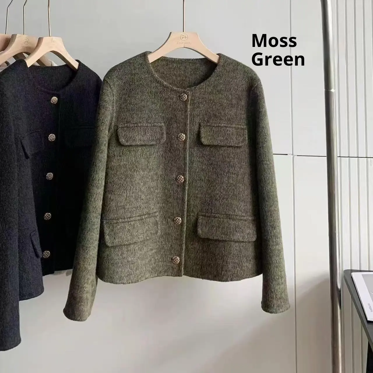 Casual All-matching Graceful Fashion Long Sleeve Solid Color Top - Moss Green