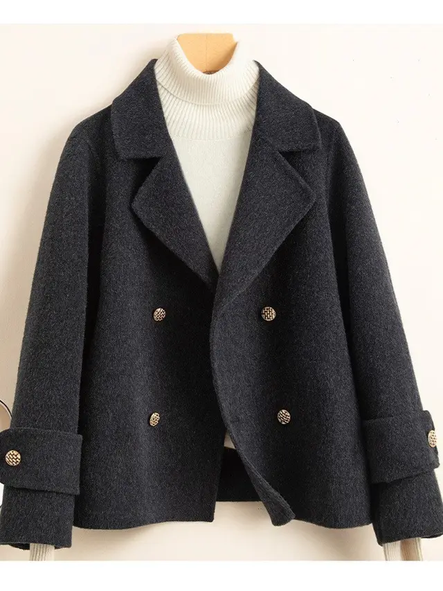 Women's Small Temperament Suit Woolen Coat Black - Shop at LoveMi