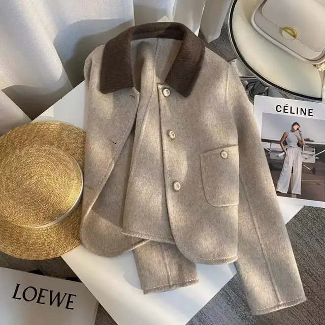 French Style Kafuu Beige Double sided Coat For Women Khaki - Shop at LoveMi