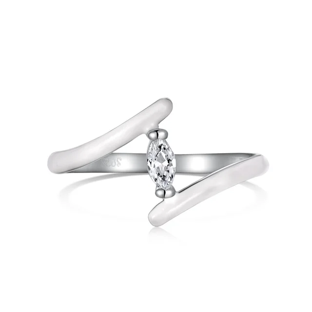 Silver Ring For Female Symmetrical White Design Sense Ornament Platinum Dy120732 - Shop at LoveMi