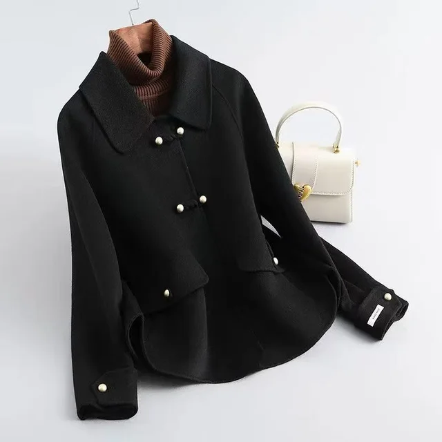 Women's Loose Large Size Autumn And Winter Thickening Double sided Woolen New Coat Black - Shop at LoveMi