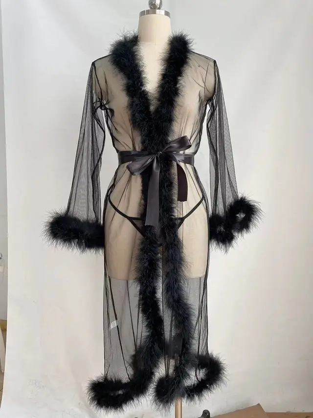 Long Robe Underwear Set For Women Black - Shop at LoveMi