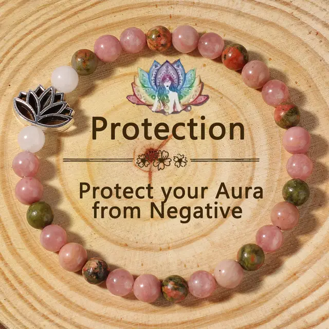 Rhodonite Crystal Bohemian Style Natural Stone Bead Seven Pulse Lotus Bracelet L1381 - Shop at LoveMi