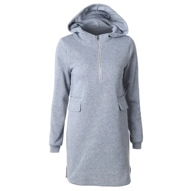 Women's Hooded Zip Up Sweatshirt Dress Eva Jonsson Grey - Shop at LoveMi