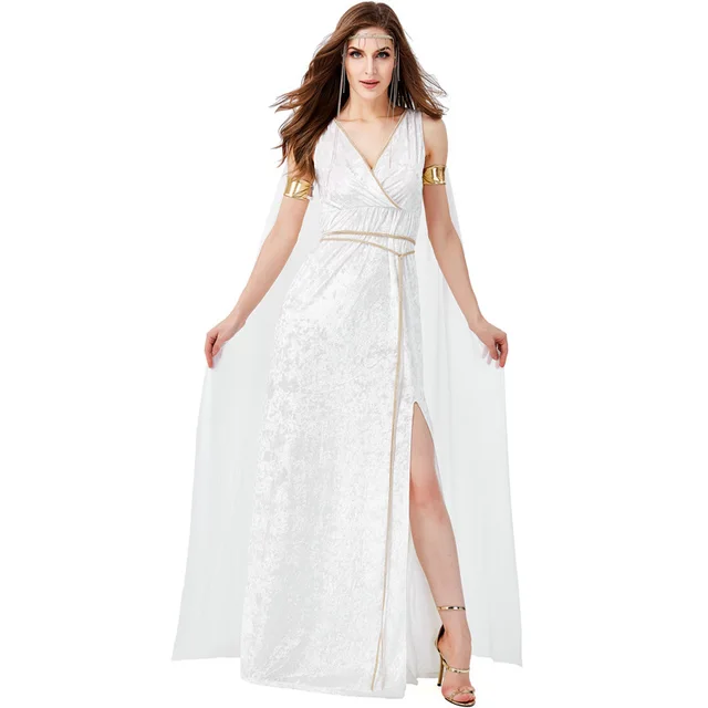 Mythical Character High Slit Sexy White Goddess Dress White - Shop at LoveMi