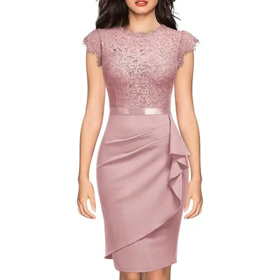 New Women's Bridesmaid Polyester Sheath Dress Pink - Shop at LoveMi