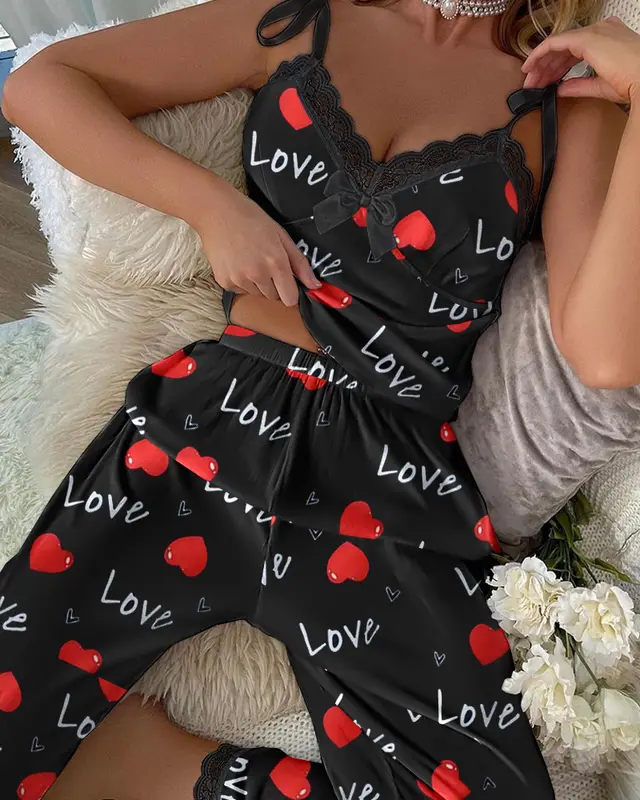 Women's Summer Casual Sling Pajamas Black - Shop at LoveMi