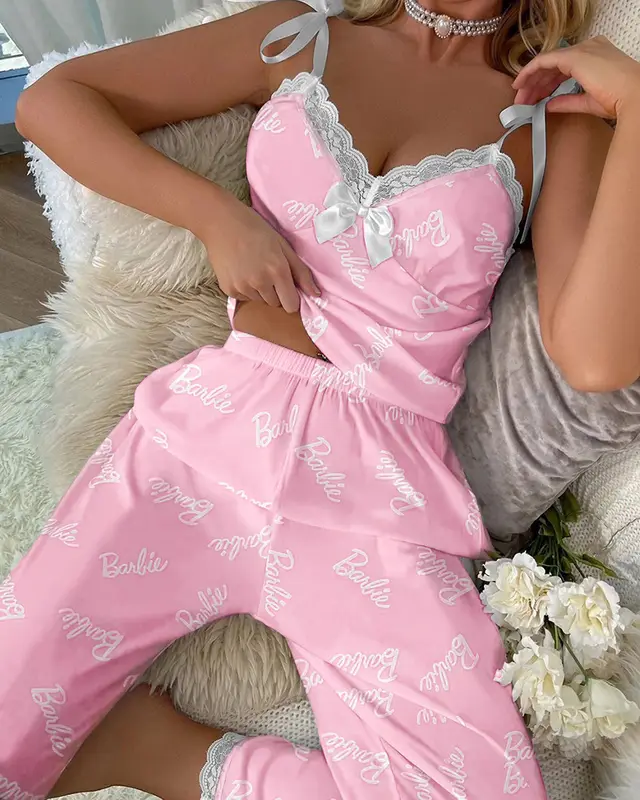 Women's Summer Casual Sling Pajamas Pink - Shop at LoveMi