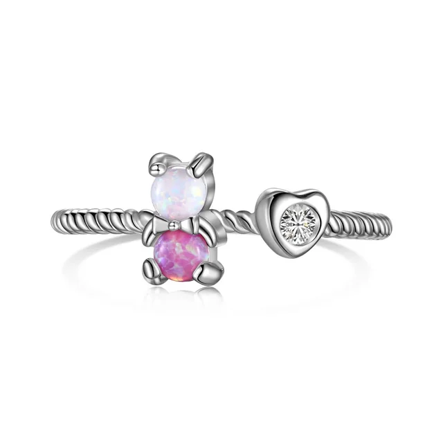 S925 Sterling Silver Bear Ring Female Inlaid Australian Gemstone Zircon Dy120865Swcs - Shop at LoveMi