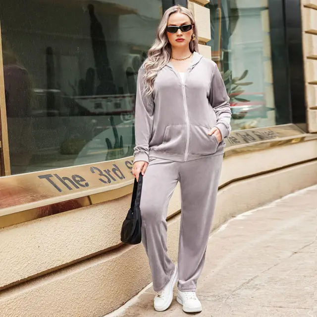 Sports Hooded Top Autumn And Winter Plus Size Women's Clothes Gray - Shop at LoveMi