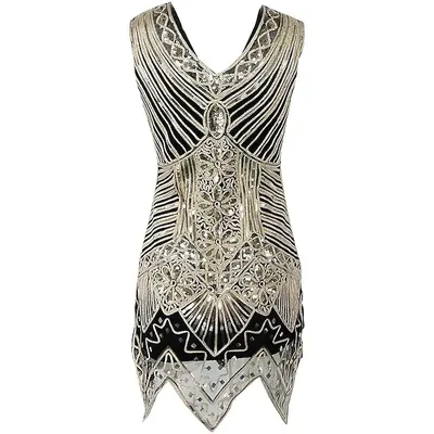Retro Dress Handmade Beaded Tassel Sexy Performance Gold - Shop at LoveMi