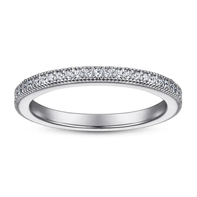 S925 Sterling Silver Micro inlaid Zircon Ring White Gold Color - Shop at LoveMi