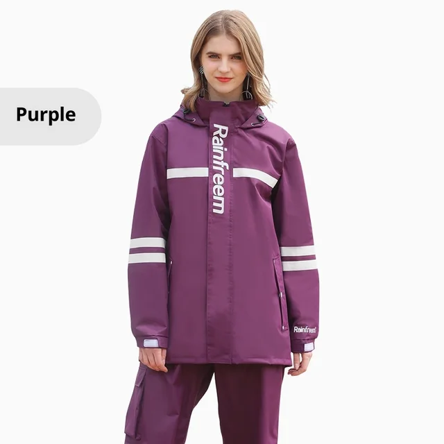 Raincoat Rain Pants Suit Outdoor Fashion Double layer Split In Stock Purple - Shop at LoveMi