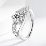 Design High-grade Diamond Ins Style Couple Finger Ring - White Gold Color