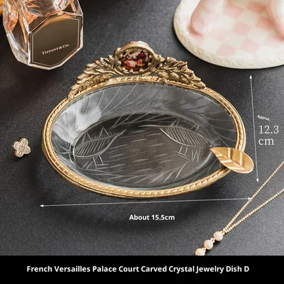 Home French Versailles Carved Jewelry Storage Dish Crystal Ornament Dish D - Shop at LoveMi