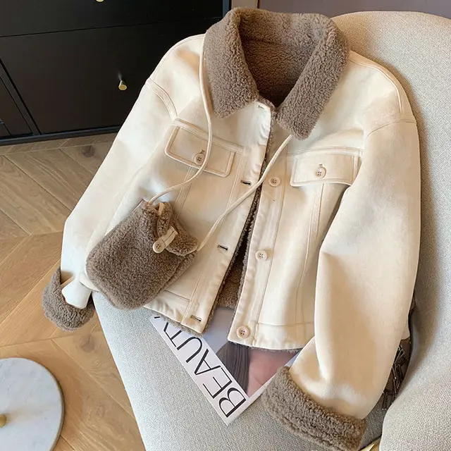 Loose Thick Small Fur Coat For Women Beige Apricot - Shop at LoveMi