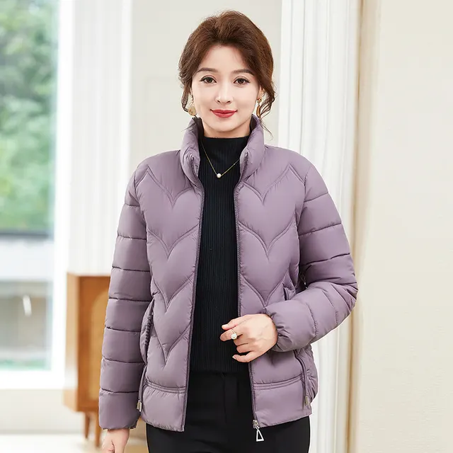 Fashion Stand Collar Pure Color Cotton Clothing Women Purple - Shop at LoveMi