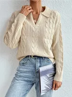 Women's Twist Thread Knitted Vest Solid Color Top - Apricot