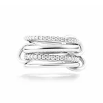 Fashion S925 Sterling Silver Four-ring Buckle Row Diamond Ring - White Gold Colour