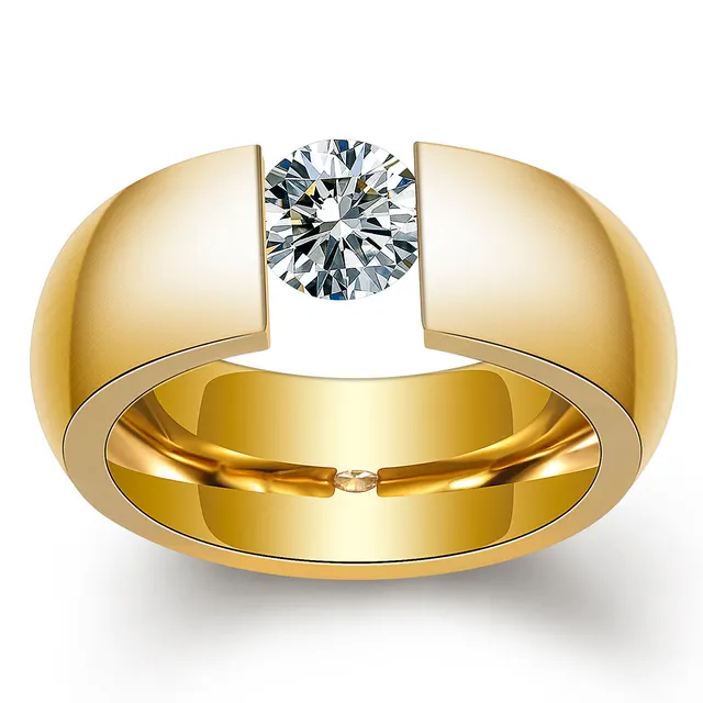 European And American Fashion Minimalist Gold Diamond Trendy Unique Ring Gold - Shop at LoveMi