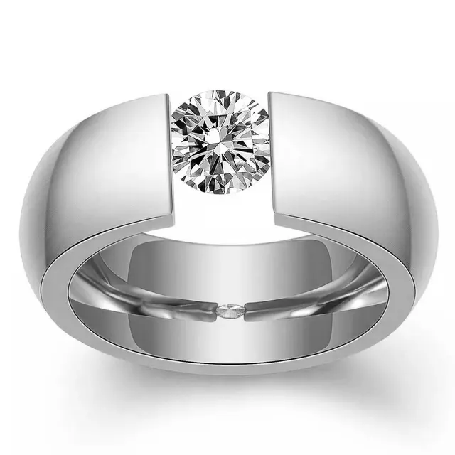 European And American Fashion Minimalist Gold Diamond Trendy Unique Ring Steel Color - Shop at LoveMi