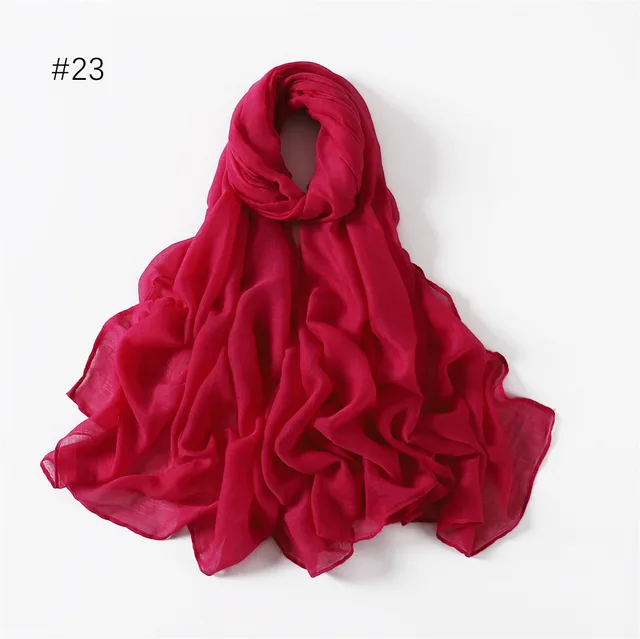 Classic Women's Pure Color Tulle Cotton And Linen Breathable Thin Scarf Silk 23 Colors - Shop at LoveMi