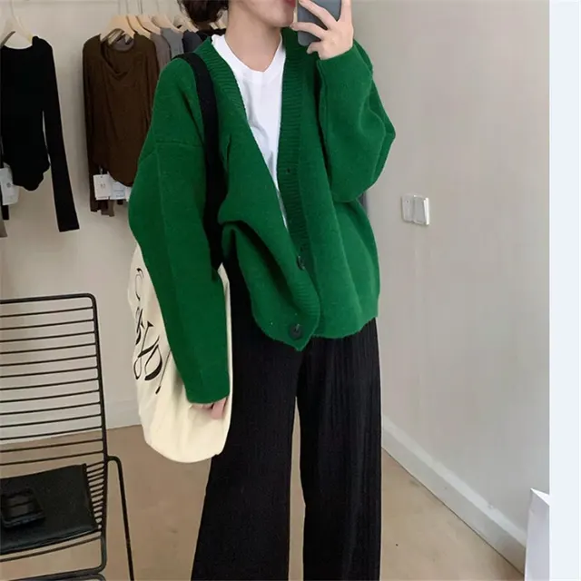 Loose Solid Color Outerwear Top For Women Green - Shop at LoveMi