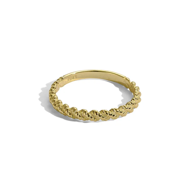 S925 Sterling Silver Ring Fashion Special interest Twist Design I Gold - Shop at LoveMi