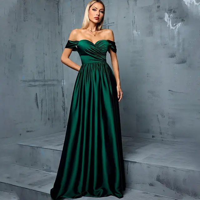 Long Slimming And Shoulder Hollow Girlfriends Evening Dress Dark Green - Shop at LoveMi