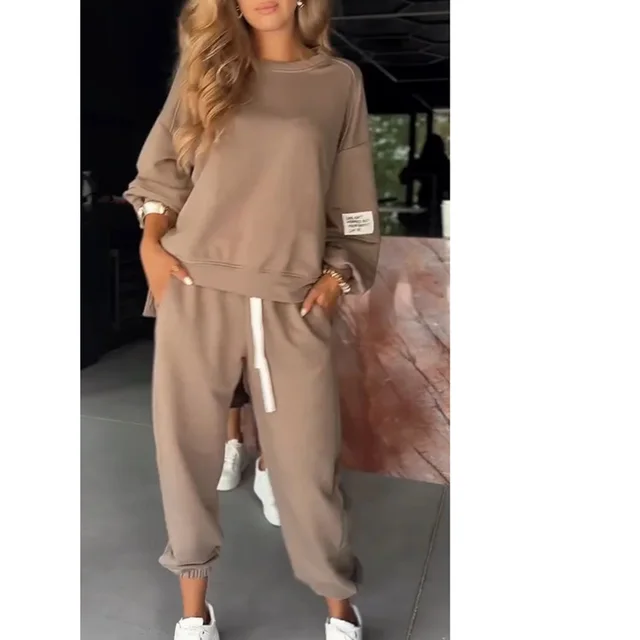 Casual Wide Leg Pocket Trousers Suit For Women Khaki - Shop at LoveMi