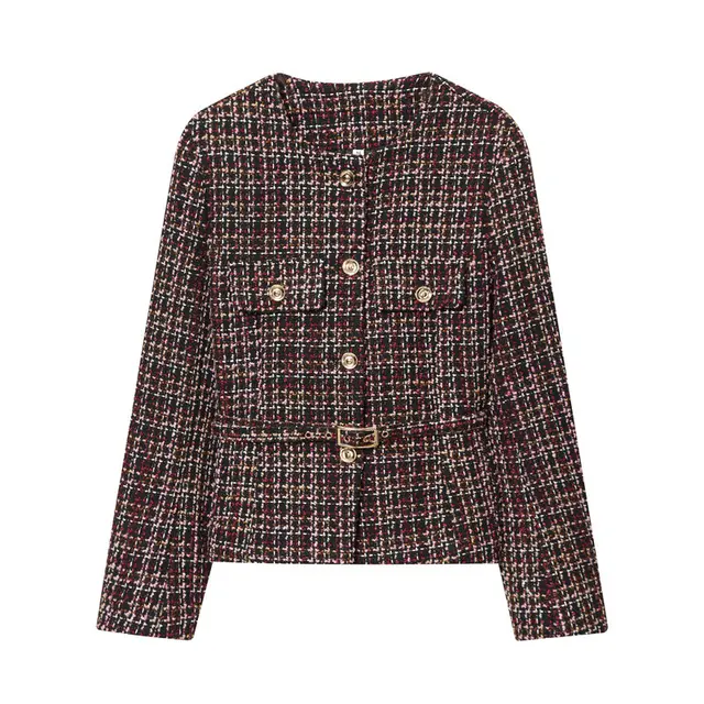 Elegant Classic Style Round Neck Long Sleeve Short Coat - Shop at LoveMi